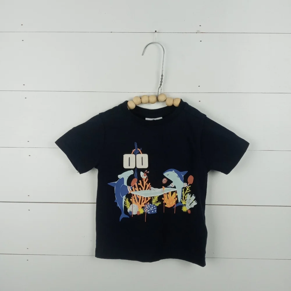 Tommy Bahama boys size 18 mos navy ocean life table tennis design tshirt